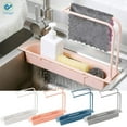 thumbnail image 1 of Deago Kitchen Telescopic Sink Rack Organizer Shelf Expandable Storage Sponge Soap Holder Drain Basket (Blue), 1 of 8