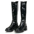 thumbnail image 1 of Deago Knee High Boots for Women Chunky Block Heel Round Toe Tall Boots Back Zipper Long Boots, 1 of 9