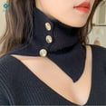 thumbnail image 1 of Deago Knitted Fake Collar for Women High Turtleneck Detachable Collar Lapel Wrap Button Choker Collar (Black), 1 of 10