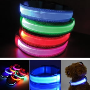 Deago LED Dog Collar Safety USB Rechargeable Flashing Light Pet Leash Adjustable For Party Festival Glowing Reflective