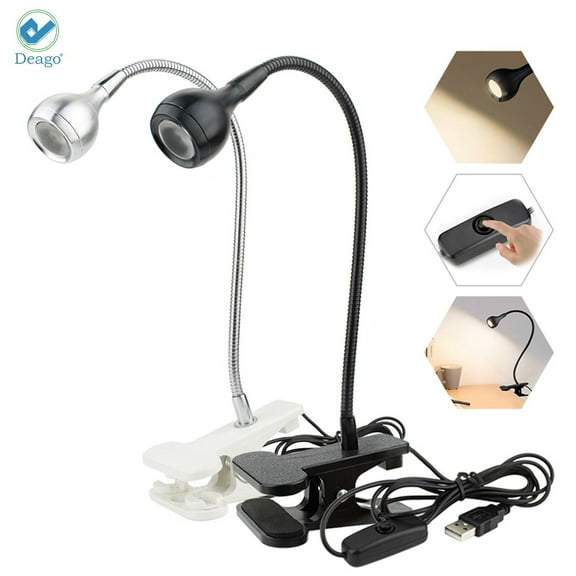 Deago LED Flexible USB Clip On Light/Book Light/Reading Lamp/Night Light Clip on for Desk, Bed Headboard and Computers