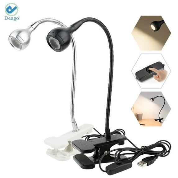 Deago LED Flexible USB Clip On Light/Book Light/Reading Lamp/Night Light Clip on for Desk, Bed Headboard and Computers
