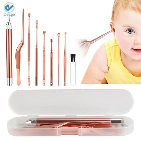 Deago LED Light Ear Wax Removal Remover Kit Cleaning Tool for Baby And Adults Earwax Pick Cleaner Curette