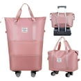 thumbnail image 1 of Deago Large Capacity Travel Rolling Duffel Bag Expandable Foldable Carry On Luggage with Wheels Waterproof Large Weekend Bag for Men Women (Pink), 1 of 9