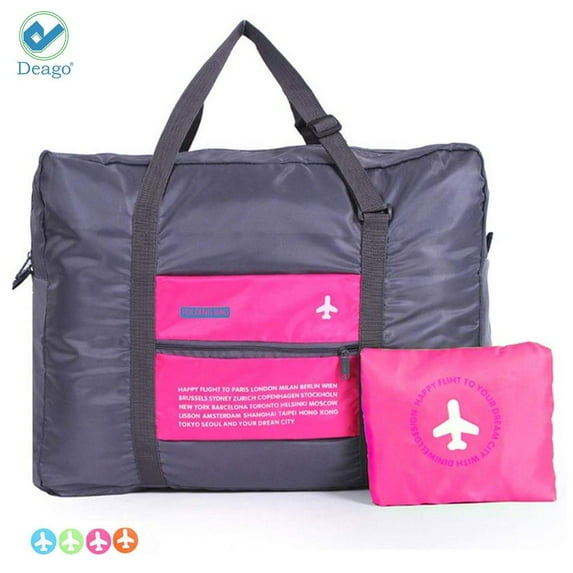 Deago Large Capacity Waterproof Foldable Lightweight Travel Duffel Bag Storage Bag Carry on Luggage Bag for Men Women (Rose Red)