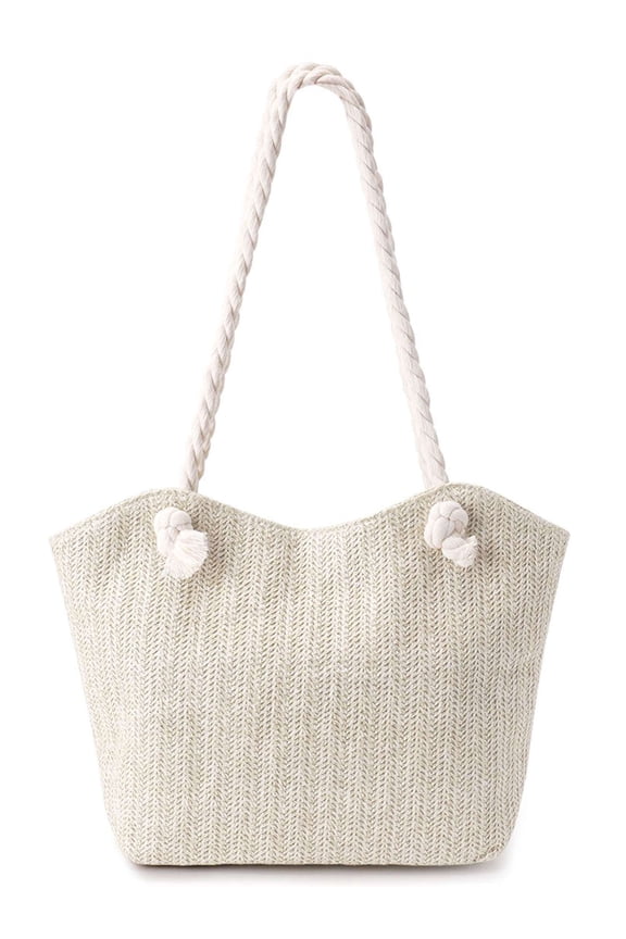 Large Straw Beach Bag for Womens, Straw Handbag Woven Tote Bag with Zipper Summer Shoulder Bag (Beige)