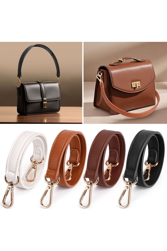 Leather Purse Strap Replacement Handle 18.5 Inch Adjustable Handbag Shoulder Bag Straps with Swivel Clasps (Black)
