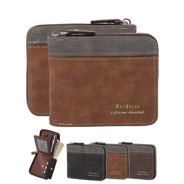 Bullz Wallets Men's Genuine Cowhide Leather RFID Blocking Zip-Around Bifold Wallet, Brown