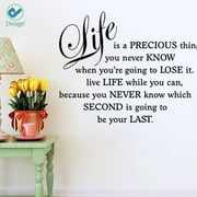Deago Life is a Precious Wall Decal Stickers Vinyl Art Quote Removable Mural DIY for Bedroom Home Decor