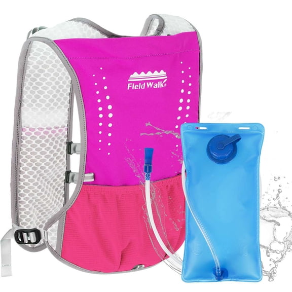Deago Lightweight Hydration Pack Backpack with 2L Water Bladder for Running, Hiking, Cycling, Climbing, Camping, Biking (Rose Red)
