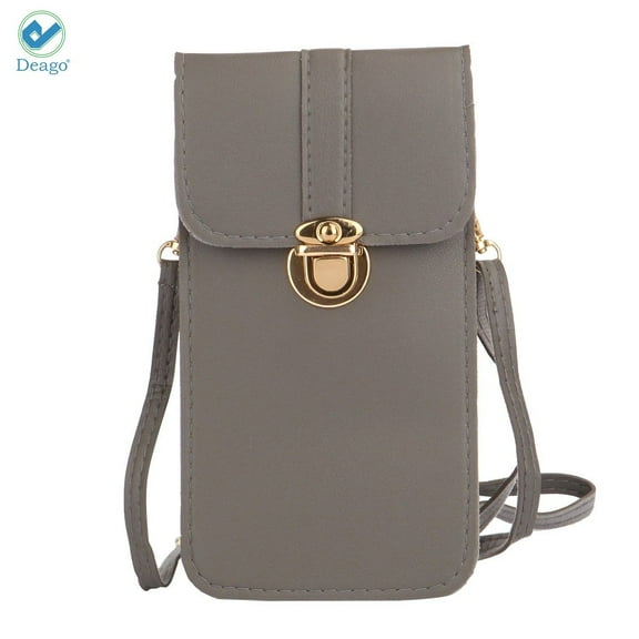 Deago Lightweight Leather Phone Purse, Small Crossbody Bag Mini Cell Phone Pouch Shoulder Bag with Strap for Women (Dark Gray)