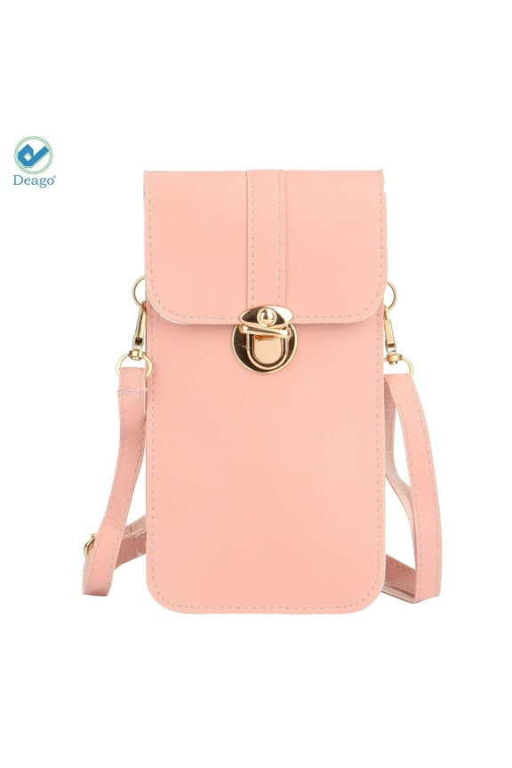 Lightweight Leather Phone Purse, Small Crossbody Bag Mini Cell Phone Pouch Shoulder Bag with Strap for Women (Pink)