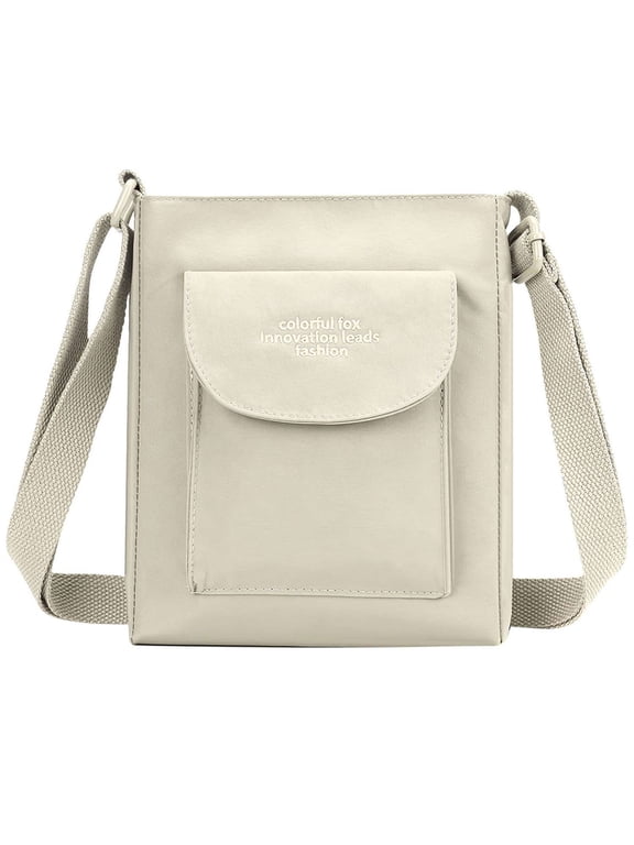 Lightweight Nylon Small Crossbody Bags Cell Phone Purse Travel Pouch Shoulder Bag for Women (White)