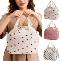 Deago Lunch Bag for Women Cute Corduroy Lunch Tote Bags Reusable Insulated Lunch Box Large Capacity Cooler for Work Picnic Travel (White)