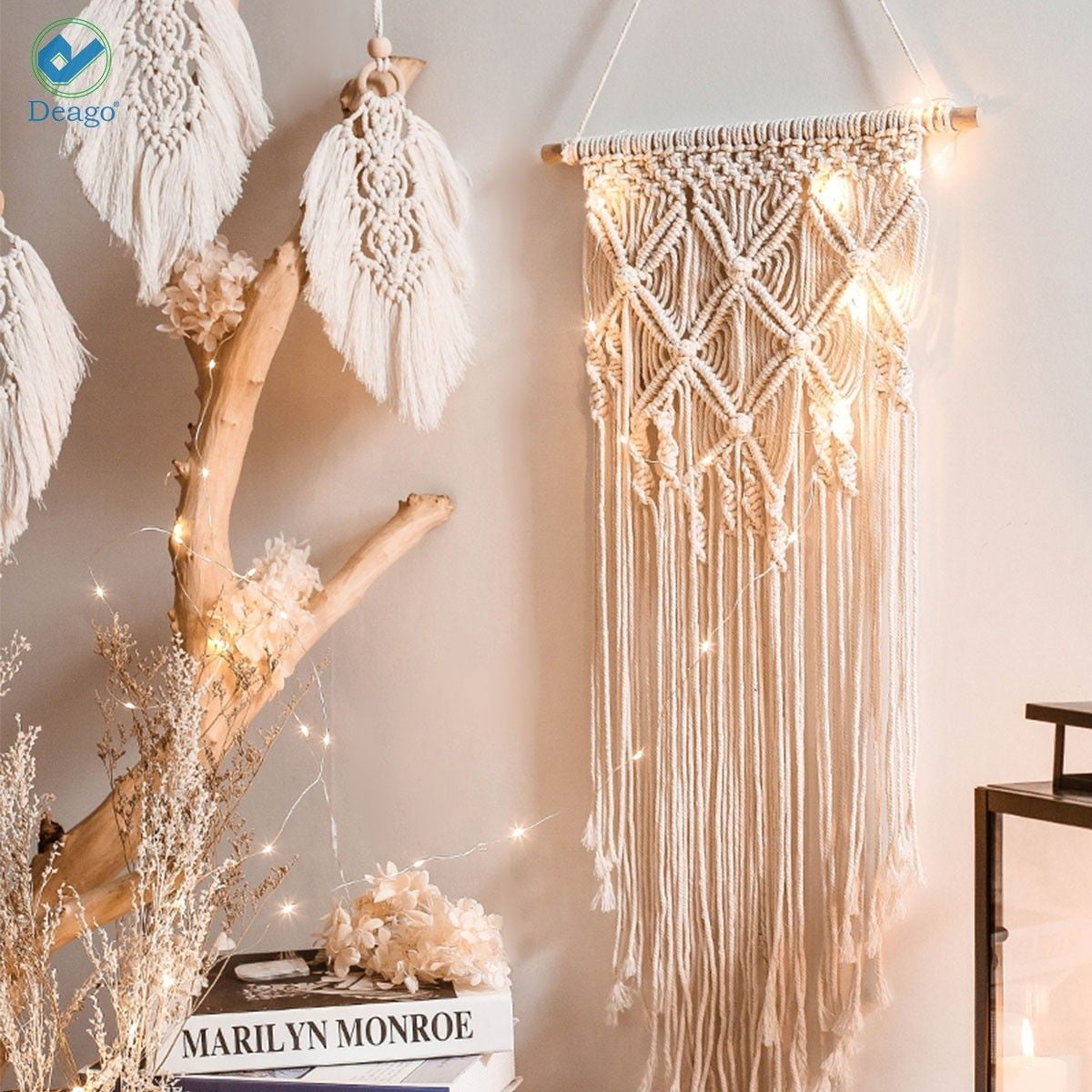 Mkono Macrame Wall Hanging - 17x33 Inch Boho Woven Tapestry For Bedroom & Home Decor