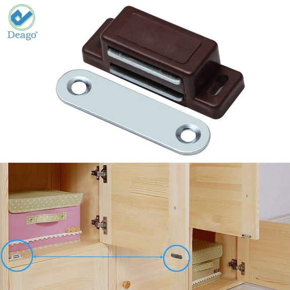 Deago Magnetic Cabinet & Door Latch / Catch Closures, Shutter Magnets Self Aligning White 1 Set Service, Coffee