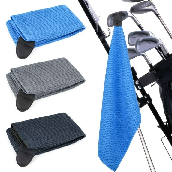 Deago Magnetic Golf Towel Microfiber Waffle Pattern Golf Towel Industrial Strength Magnet for Strong Hold to Golf Carts or Clubs (Black)