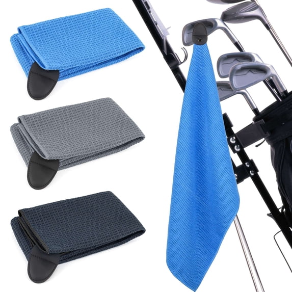 Deago Magnetic Golf Towel Microfiber Waffle Pattern Golf Towel Industrial Strength Magnet for Strong Hold to Golf Carts or Clubs (Blue)