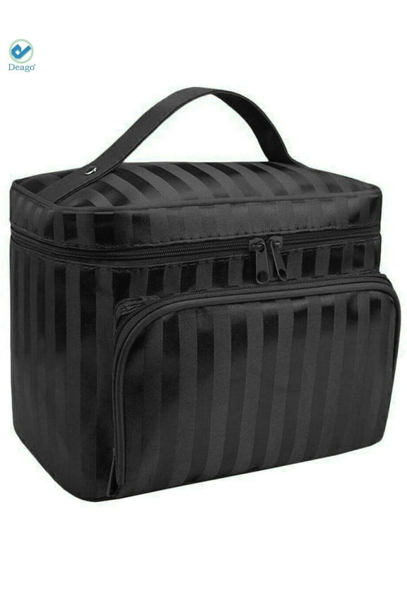 Makeup Bag Travel Large Cosmetic Bag Case Organizer Pouch Portable Storage Bag Make Up Toiletry Bags for Women (Black)