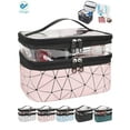 thumbnail image 1 of Deago Makeup Bags Double Layer Large Clear Travel Cosmetic Case Toiletry Bag Water-resistant for Women Girls, Pink, 1 of 8