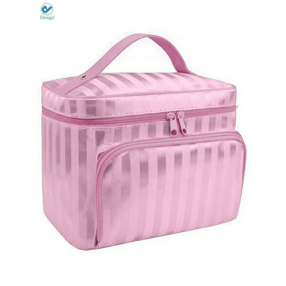 Deago Makeup Travel Large Cosmetic Bag Case Organizer Pouch Portable Storage Toiletry Bags for Women, Pink