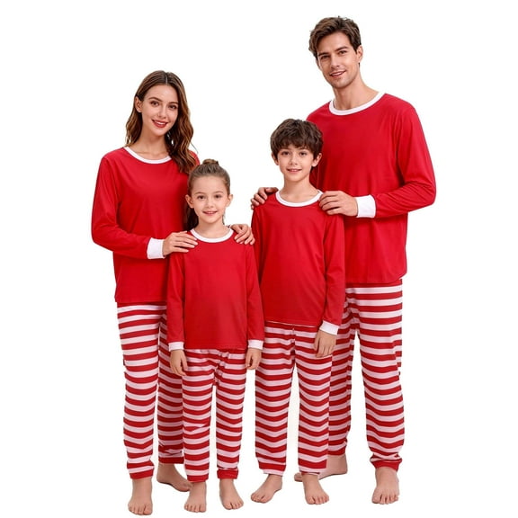 Deago Matching Family Christmas Pajamas Set Striped Holiday Sleepwear Xmas Jammies Dad Mom Pjs