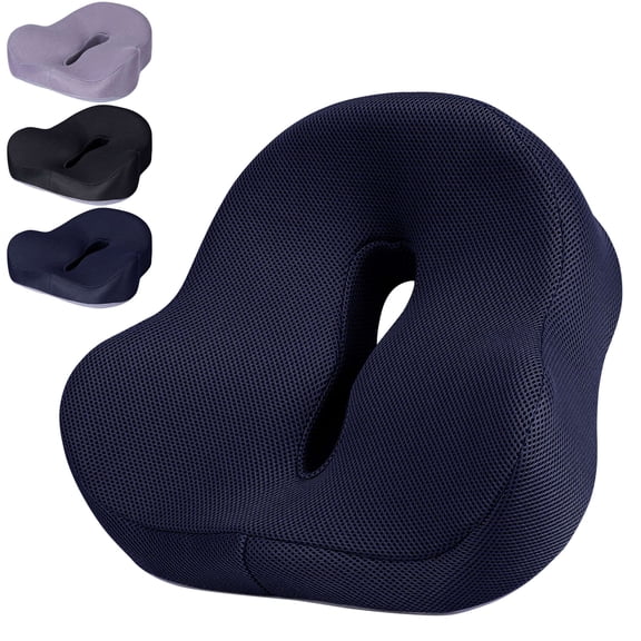 Deago Memory Foam Seat Cushion for Office Chair & Car, Ergonomic Cushions Pad Pillow for Pressure Relief Sciatica & Pain Relief for Long Sitting (Navy)