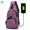 thumbnail image 1 of Deago Men Chest Pack Messenger Bags Casual Travel Crossbody Sling bag Shoulder Bag W/ USB Charging Daypack "Purple", 1 of 9