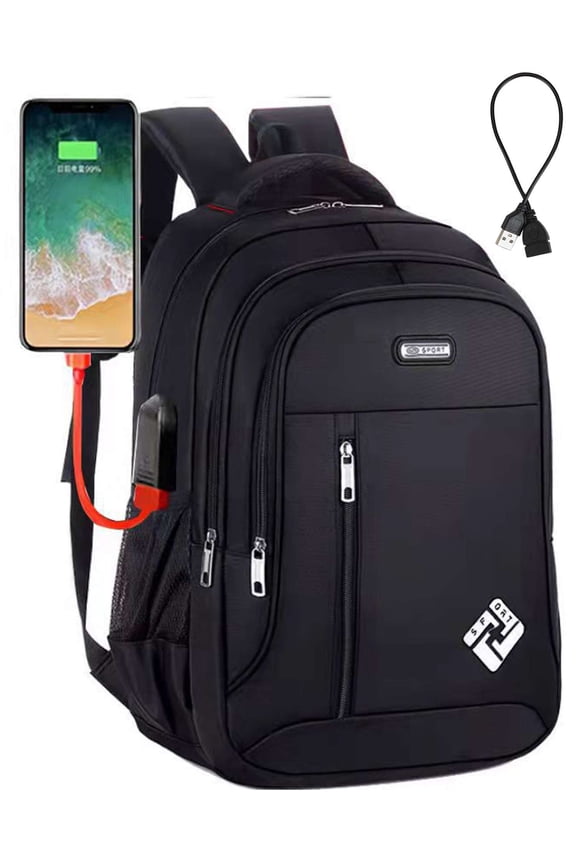 Men Travel Laptop Backpack 15.6 Inch Business Computer Bag Large Oxford Waterproof Rucksack Backpack College Bookbag with USB Charger Port "Black"