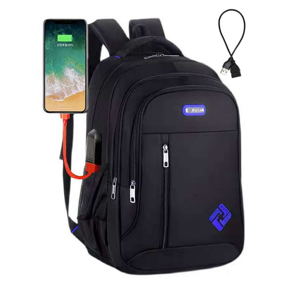 Deago Men Travel Laptop Backpack 15.6 Inch Business Computer Bag Large Oxford Waterproof Rucksack Backpack College Bookbag with USB Charger Port "Blue"