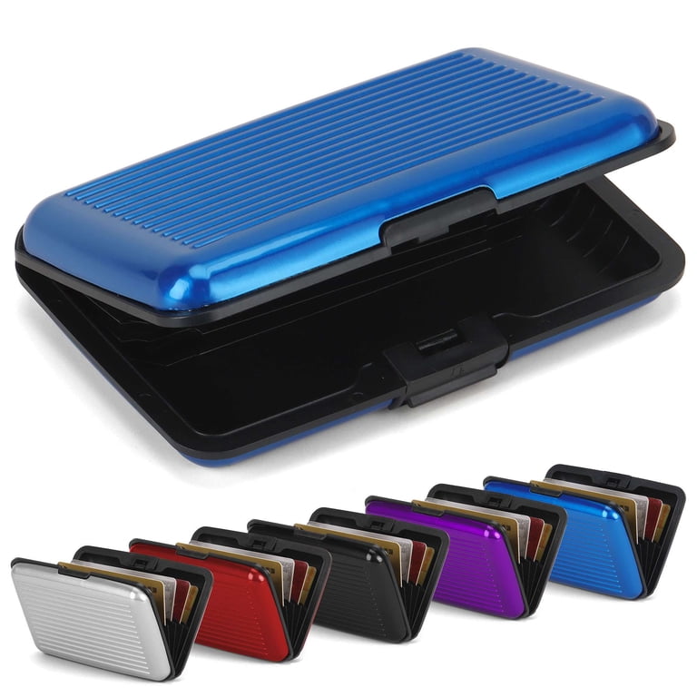 Deago RFID Blocking Credit Card Holder Blue, Aluminum Alloy Wallet