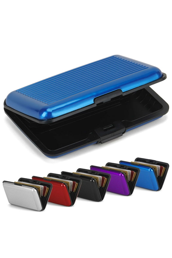 Men Women RFID Blocking Credit Card Holder Pocket Purse Case Security Wallet (Blue)