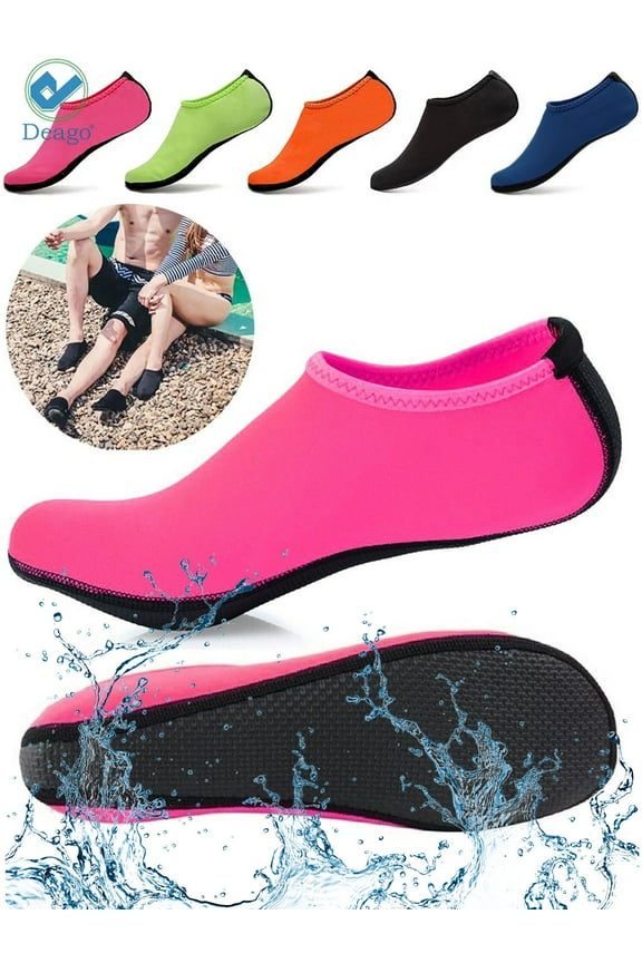 Men Women Skin Water Barefoot Shoes Aqua Beach Socks Yoga Exercise Pool Swim Slip On Surf " S size, Pink"