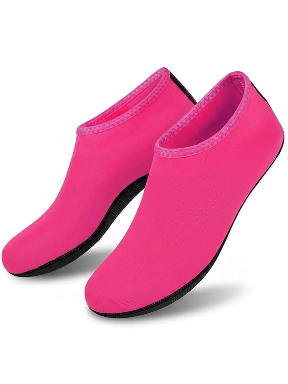 Men Women Skin Water Barefoot Shoes Aqua Beach Socks Yoga Exercise Pool Swim Slip On Surf " XL size, Pink"