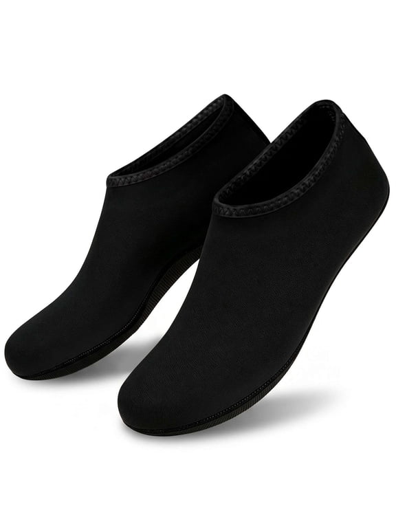 Men Women Skin Water Barefoot Shoes Aqua Beach Socks Yoga Exercise Pool Swim Slip On Surf " XXL size, Black"