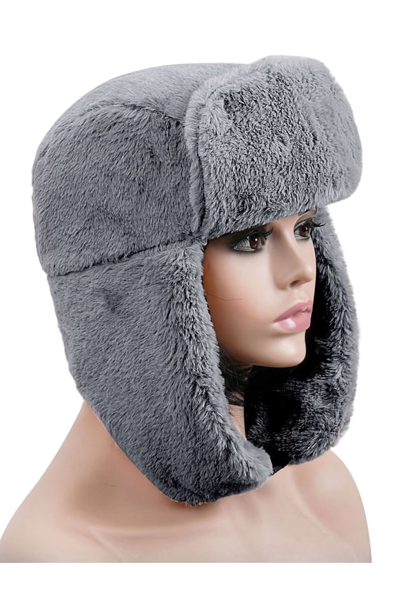 Men Women Winter Warm Plush Ushanka Russian Hat Windproof Trapper Hat with Earflaps Hunting Outdoor Hat
