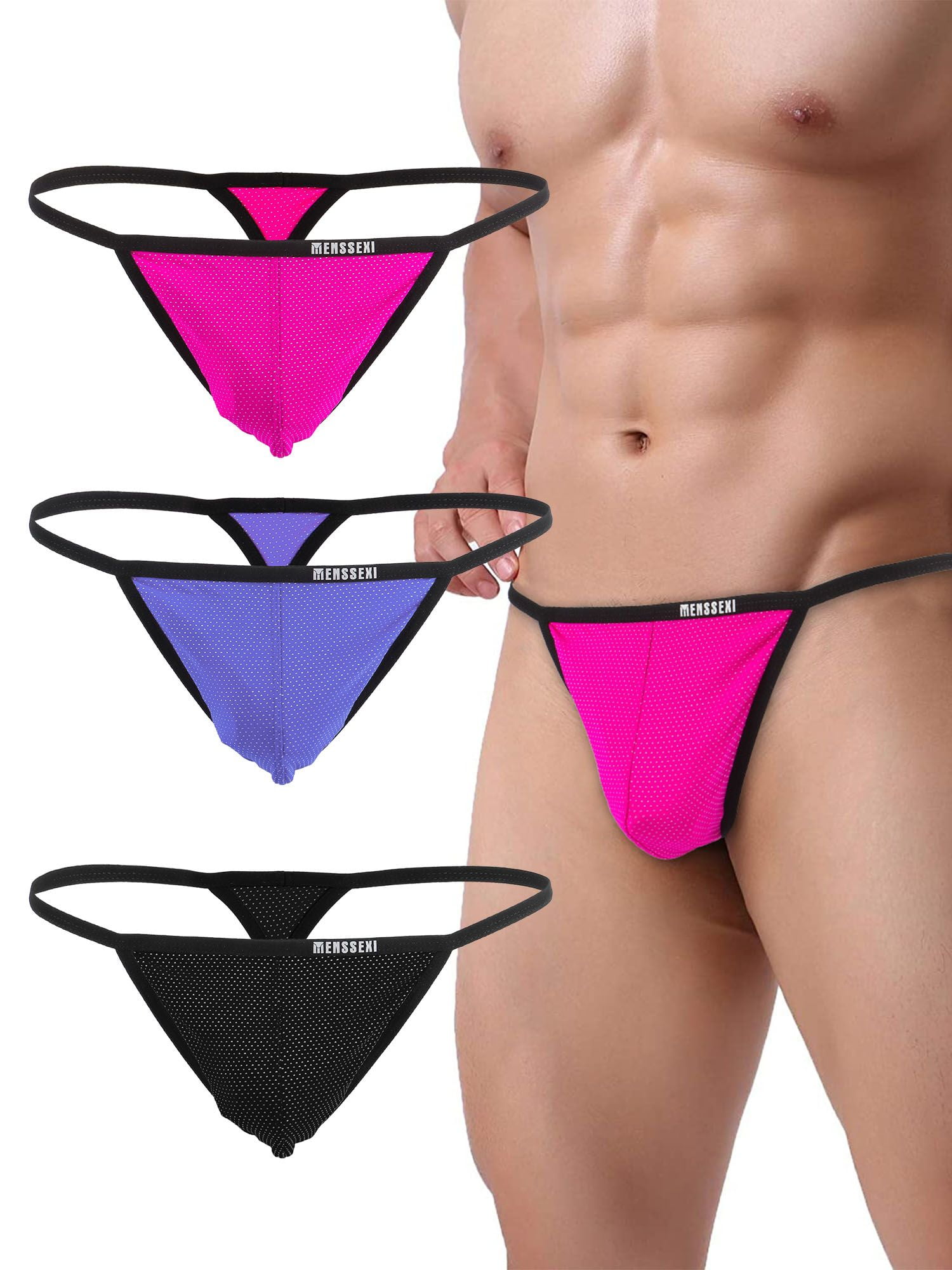 Mens Low Waist G-string Thong Briefs T-back V-string Pouch