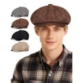 thumbnail image 1 of Deago Men's Newsboy Flat Cap Classic Vintage 8 Panel Cotton Gatsby Lvy Golf Cabbie Beret Hat (Coffee), 1 of 9