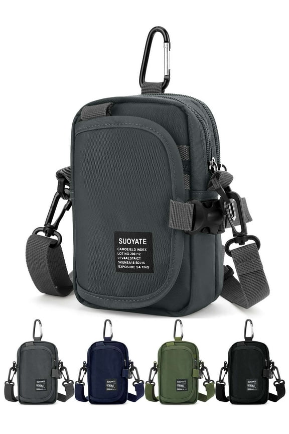 Men's Small Crossbody Bag Mini Messenger Shoulder Bag Sling Travel Bag Purse for Phone Passport (Gray)