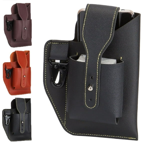 Deago Mens Leather Cell Phone Holster Case with Belt Loop Pouch Retro Waist Bag for iPhone 13, 13 Pro, iPhone 12 Pro 11 XR Samsung Galaxy (Red Brown)
