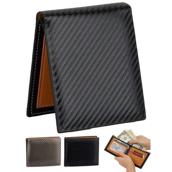 Deago Mens Slim Leather Bifold Wallet Minimalist Thin Front Pocket Credit Card Holder Wallets for Men, Brown