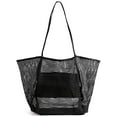 thumbnail image 1 of Deago Mesh Beach Tote Bag for Women Shoulder Handbag Causal Hobo Pool Bags for Travel Pool Vacation Cruise Essentials (Black), 1 of 9