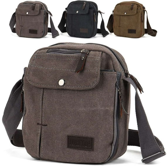 Deago Messenger Bag for Men and Women Vintage Canvas Purse Crossbody Shoulder Bag Casual Sling Pack (Gray)