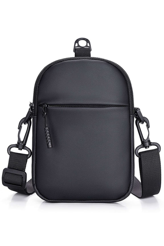 Mini Crossbody Sling Bag for Men Waterproof Adjustable Small Shoulder Messenger Bag Purse for Travel Sports (Black)