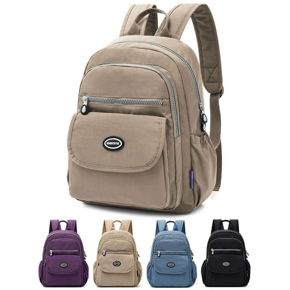 Deago Mini Nylon Backpacks for Women Men Casual Lightweight Small Waterproof Backpack Purses Travel Daypack (Khaki)