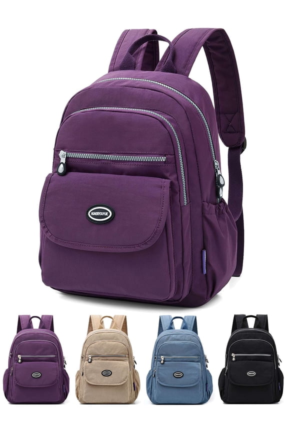 Mini Nylon Backpacks for Women Men Casual Lightweight Small Waterproof Backpack Purses Travel Daypack (Purple)