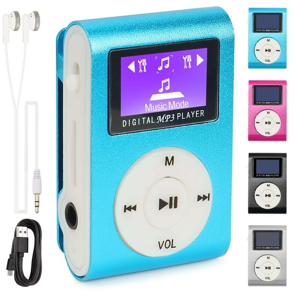 Deago Mini Portable MP3 Player with Clip Running Sport Music Player Support Micro SD Card (Blue)