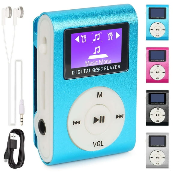 Deago Mini Portable MP3 Player with Clip Running Sport Music Player Support Micro SD Card (Blue)