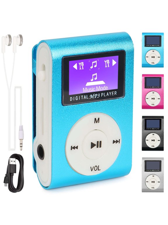 Mini Portable MP3 Player with Clip Running Sport Music Player Support Micro SD Card (Blue)