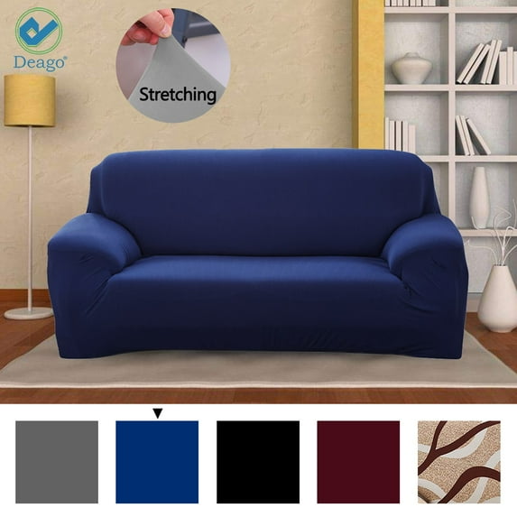 Deago Modern Sofa Slipcover Fitted Stretch Couch Stylish Sofa Cover Furniture Protector (2 Seater, Navy)